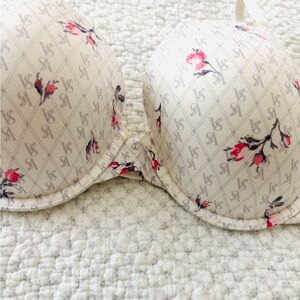 Victoria's Secret Lightly Lined Demi White and Pink Floral Bra 36D